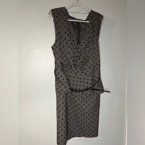 Torrid grey with black polka dots sleeveless belted dress
